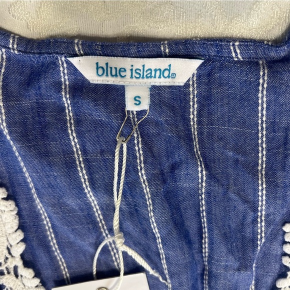 Blue Island Beach 100% Rayon Swim Beach Coverup Blue & White Size Small - Picture 4 of 9